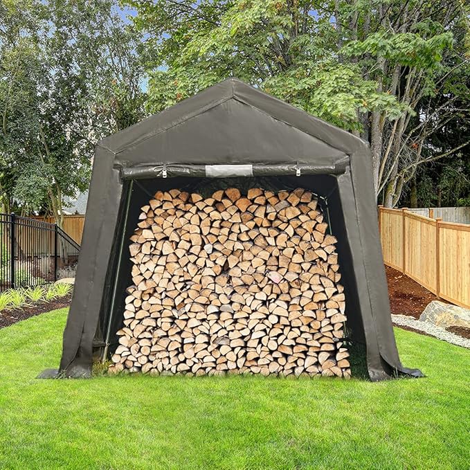 ADVANCE OUTDOOR 8x14 ft Steel Metal Peak Roof Portable Garage Shelter Storage - Image 9