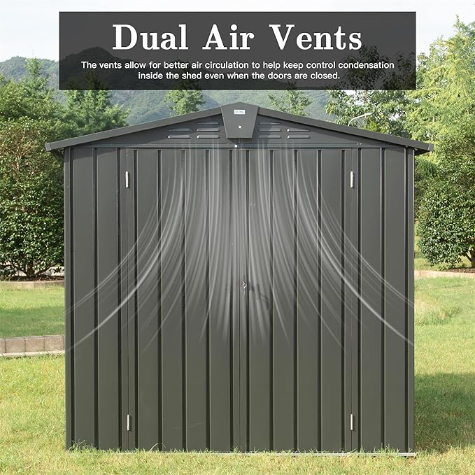 IKERY Galvanized Steel Storage Shed 6.5' x 4.2' - Image 2