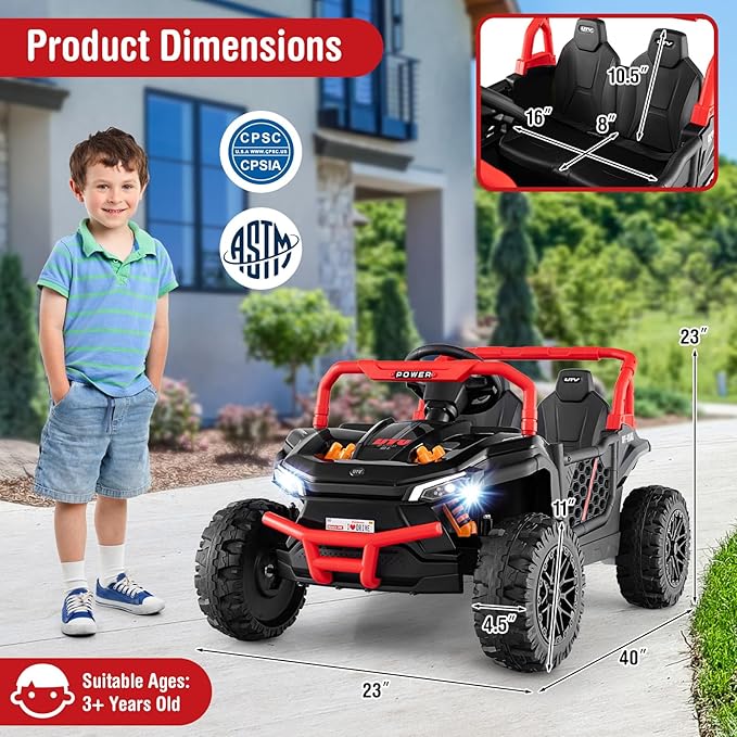 Costzon Kids UTV, 12V Battery Powered Electric Off-Road Car w/Remote Control - Image 6