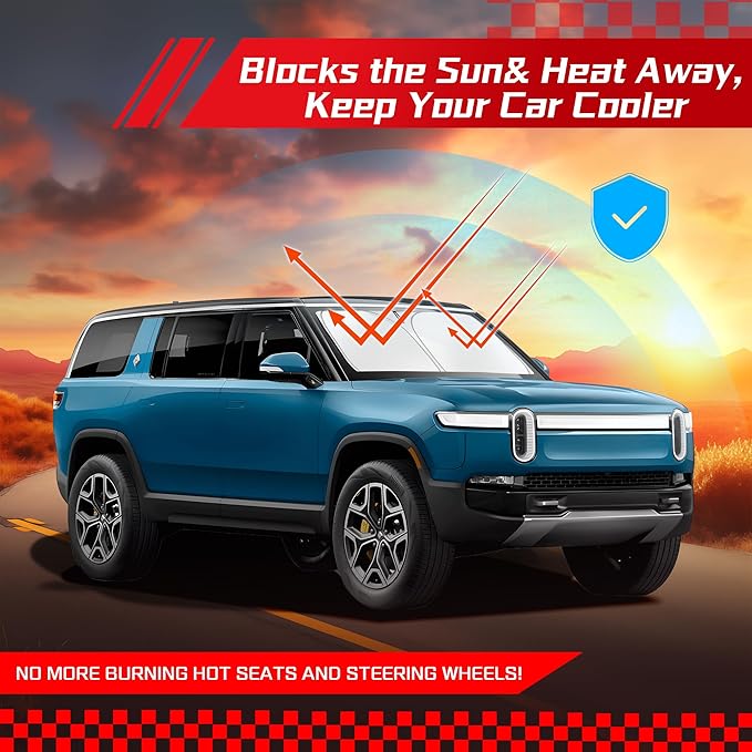 ARISMOTOR Windshield Sun Shade for Rivian R1S 2022-2025 2026, Custom Fit - Image 7