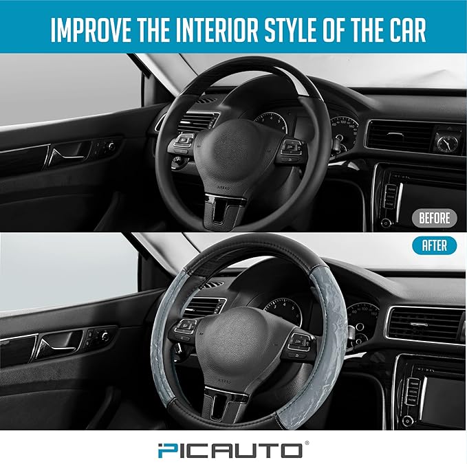 PIC AUTO Steering Wheel Cover, Silk Grain Leather Car Steering Wheel Protector - Image 5