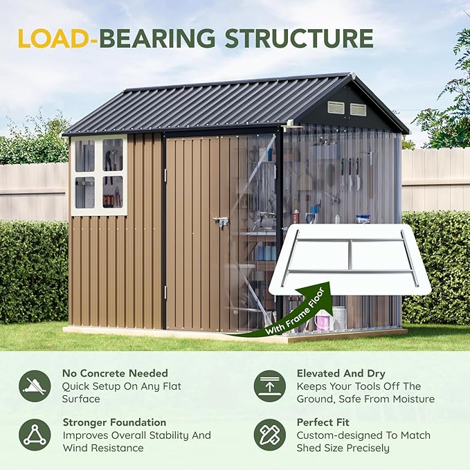 Breezz 6X8FT Outdoor Steel Storage Shed - Image 7