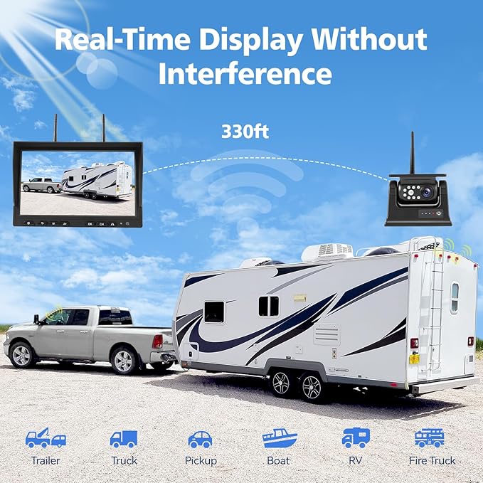 10.1" - 2 Magnetic Solar Wireless Backup Camera, HD 1080P DVR Monitor, Dual RV - Image 3