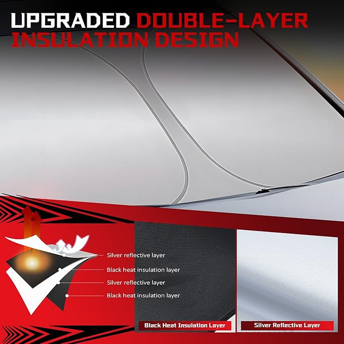 Windshield Sun Shade for 2020-2025 Hyun-dai Palisade Foldable Sun Sunshade for - Image 3