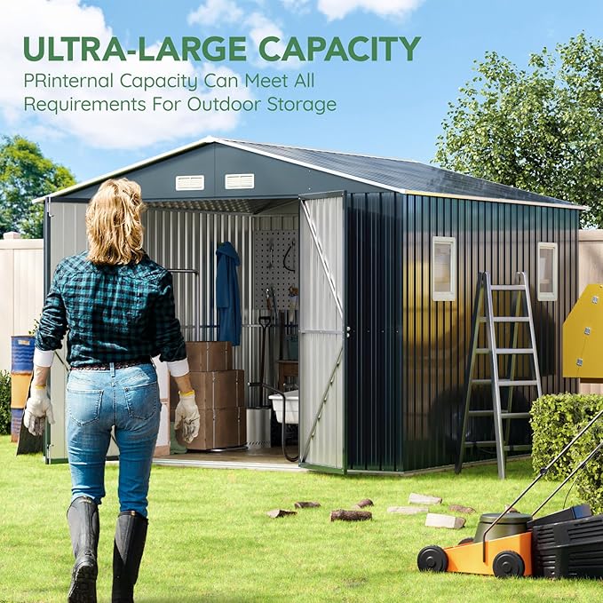 10X10X7.5 FT Outdoor Steel Storage Shed - Image 2