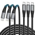 iPhone Cable Fast Charging 6FT USB C Lightning Cable 3 Pack 6 Foot Nylon by Dasku