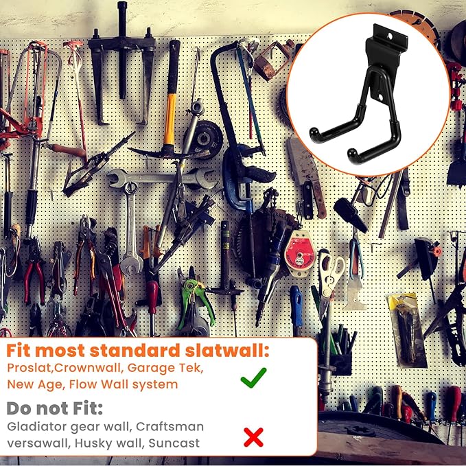 12 Pack Slatwall Hooks Heavy Duty Slatwall Accessories Garage Slatwall Hooks - Image 7