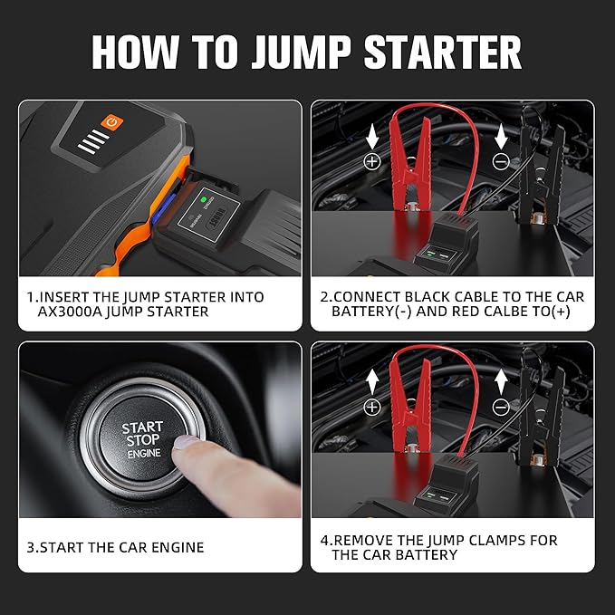 ASPERX 3000A Jump Starter for Car Battery, 12V Portable Jump Box - Image 6