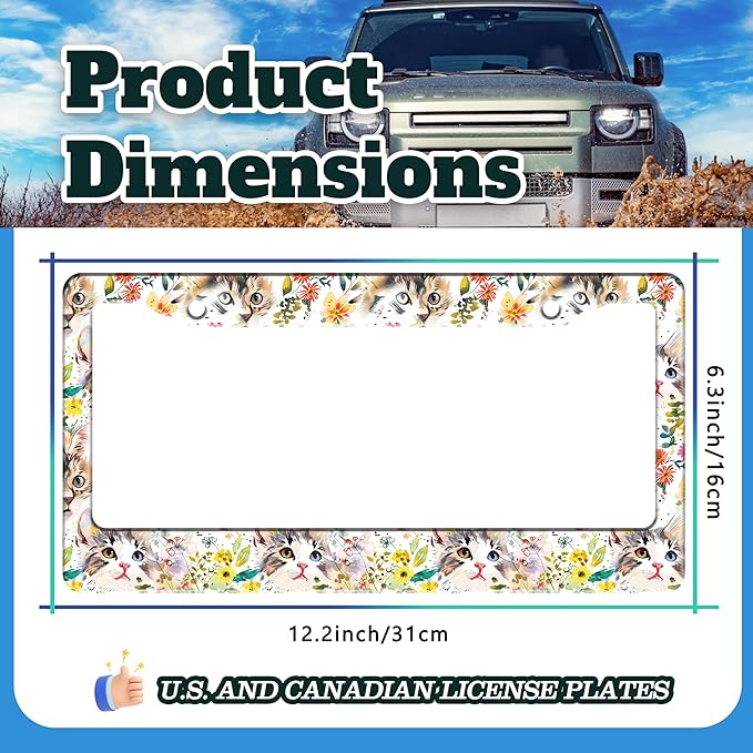 Cute Cat License Plate Frame Kitten Stainless Steel License Plate Holder - Image 3
