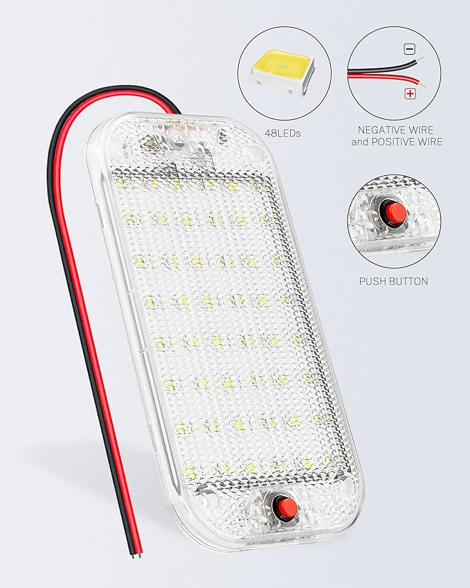 Dome Light for RV Interior, 48LED 800LM Ultra Bright 12 Volt LED White Lights - Image 5
