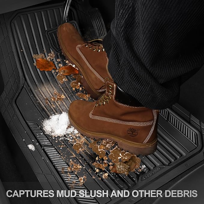 CAR PASS Heavy Duty Sporty Rubber Car Mats, Deep Dish All Weather Car Floor - Image 8