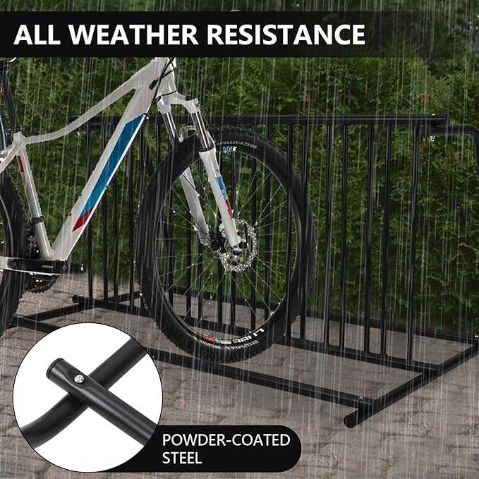 Commercial Floor Bike Rack Stand-10 Bike Rack, Dual Slot Size and Dual-Side - Image 5