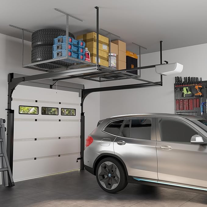 FLEXIMOUNTS 4x8 Overhead Garage Storage Rack, Adjustable Organization System - Image 2
