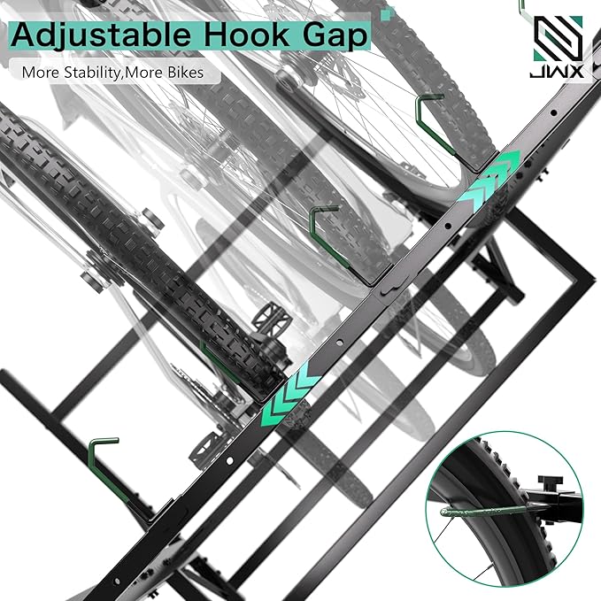 JWX Freestanding 5 Bike Rack, Heavy Duty Floor Bike Stand - Image 5