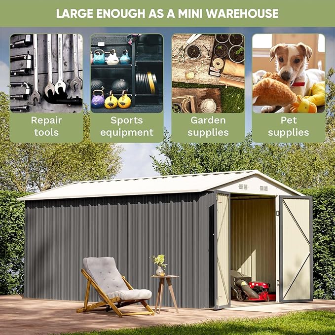 Patiowell 8 x 12 FT Metal Storage Shed - Image 5
