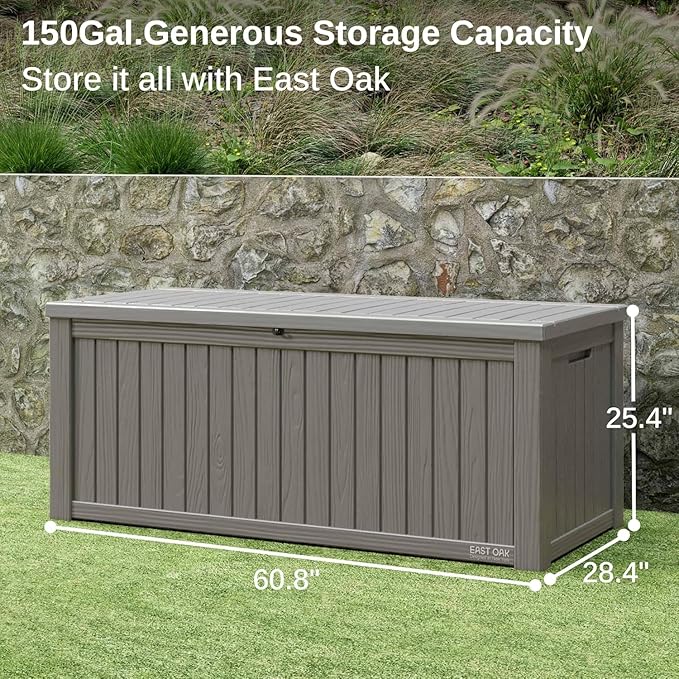 EAST OAK Outdoor Storage Box, 150 Gallon Deck Box, Large Resin Storage Bin - Image 3