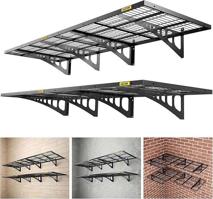 2x3ft 4Pack Wire Shelving Unit Heavy Duty Garage Storage Shelves Wall Mounted by AECXM