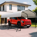 10x15 Metal Carport with Base Fixings Heavy Duty Garage Outdoor Chrome Plated by ZYNFYLUS