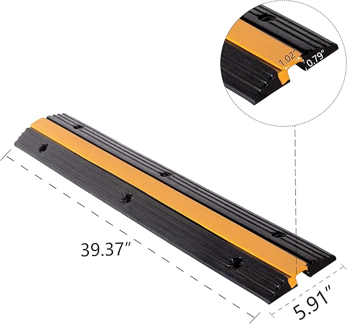 4 Pack Rubber Cable Ramp Hose Cable Protector Ramp 1 Channel 11000Lbs Load - Image 2