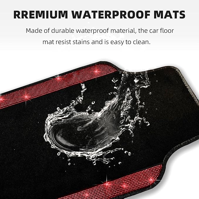 NBTEPEM Red Bling Car Floor Mats Full Set, Universal Fit Most Cars - Image 3