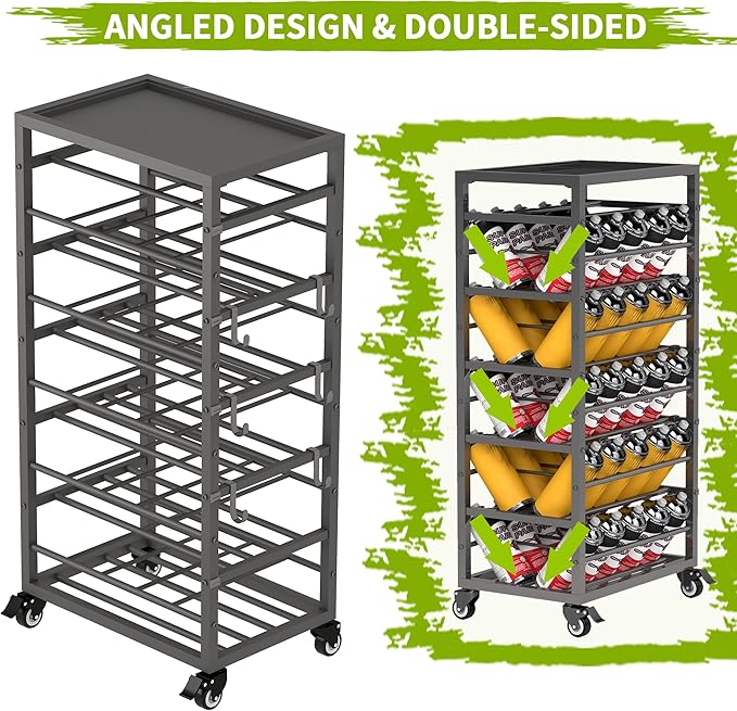 50 Spray Paint Storage Holder, Rolling Spray Can Storage Rack, Heavy Duty Paint - Image 4