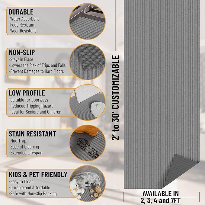 Ottomanson 6'6" x 9' Mud Mat Area Rug Scraper Carpet - Image 3