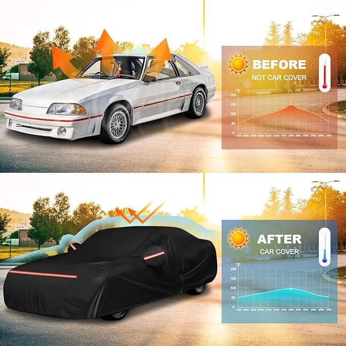 QUNSUNUS Waterproof Car Cover for Ford Mustang 1979-1993, Outdoor Car Covers - Image 6