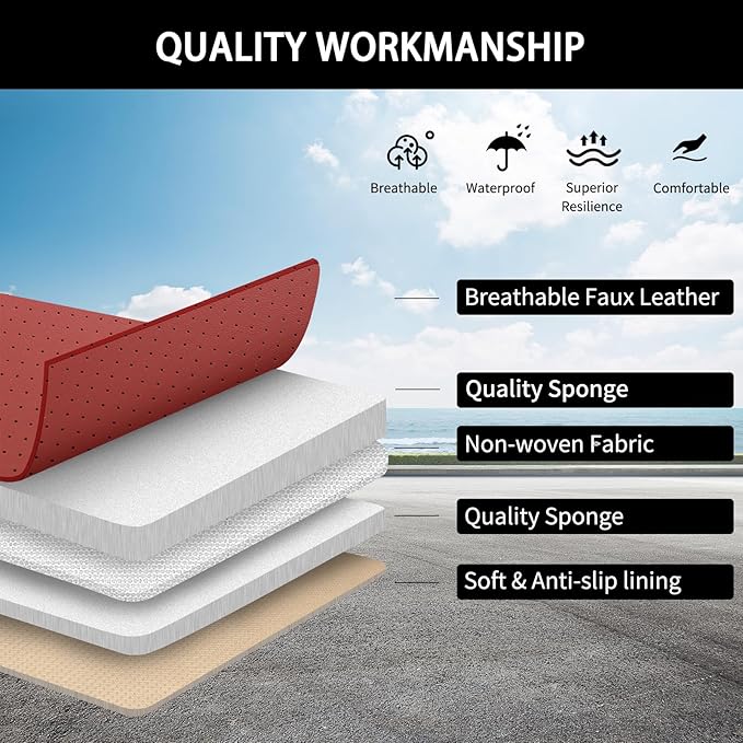 Red Car Seat Covers, Leather Car Seat Covers 2 Front Seats, Waterproof - Image 6