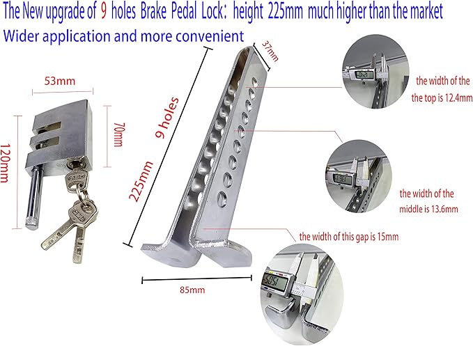 22.5cm Anti-Theft Auto Brake Clutch Lock Stainless Steel Vehicle Security - Image 3