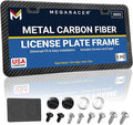 Premium Slim Carbon Fiber Design License Plate Frame – 1 Pack, Rust-Free by MegaRacer