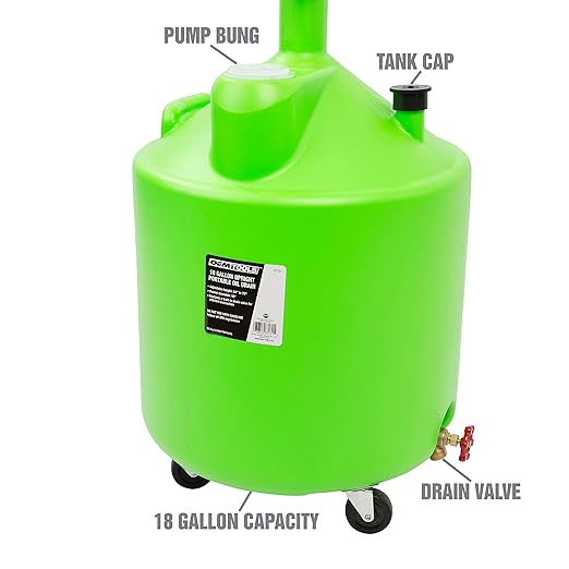 OEMTOOLS 87031 18 Gallon Oil Drain Container, Upright Adjustable Oil Drain Tank - Image 3