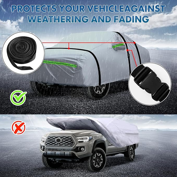 KEYOOG 6-Layer Full Car Cover is All-Weather Waterproof, All Seasons, Snow - Image 5