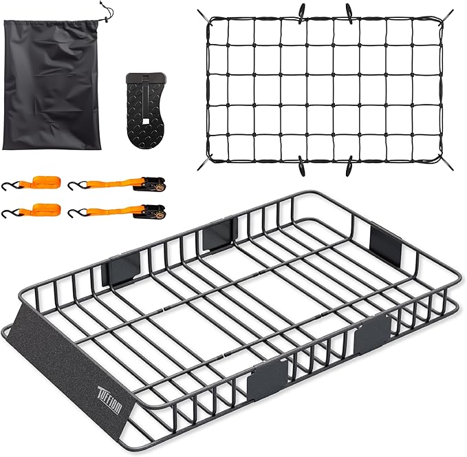 TUFFIOM 64"x 39"x 6" Universal Rooftop Cargo Carrier Basket, Extendable Steel by TUFFIOM
