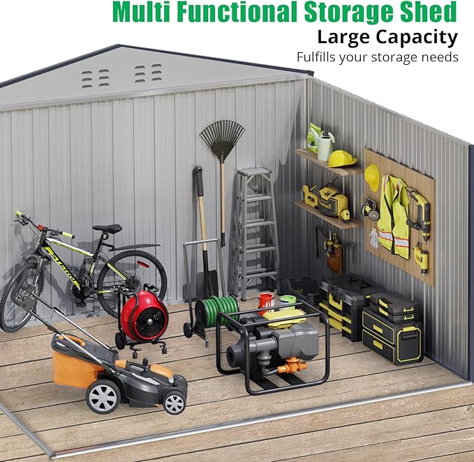 Outdoor Storage Shed 12 x 10 Ft, Outdoor Tool Metal Shed - Image 4