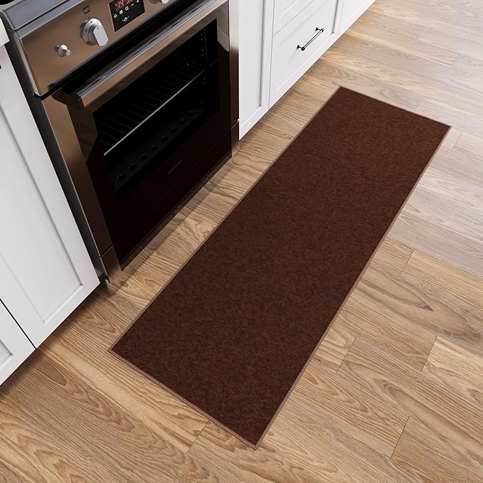 Ottomanson Hallway Runner Rug 2'2" x 6' Non Slip Solid Area Rugs Easy to Clean by Ottomanson