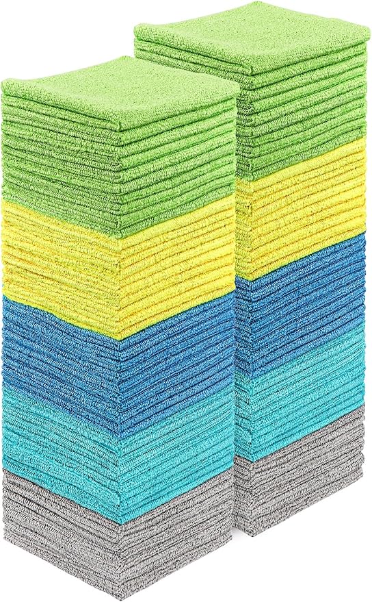 HOMEXCEL Microfiber Cleaning Cloths 100 Pack, Highly Absorbent Microfiber Towels by HOMEXCEL