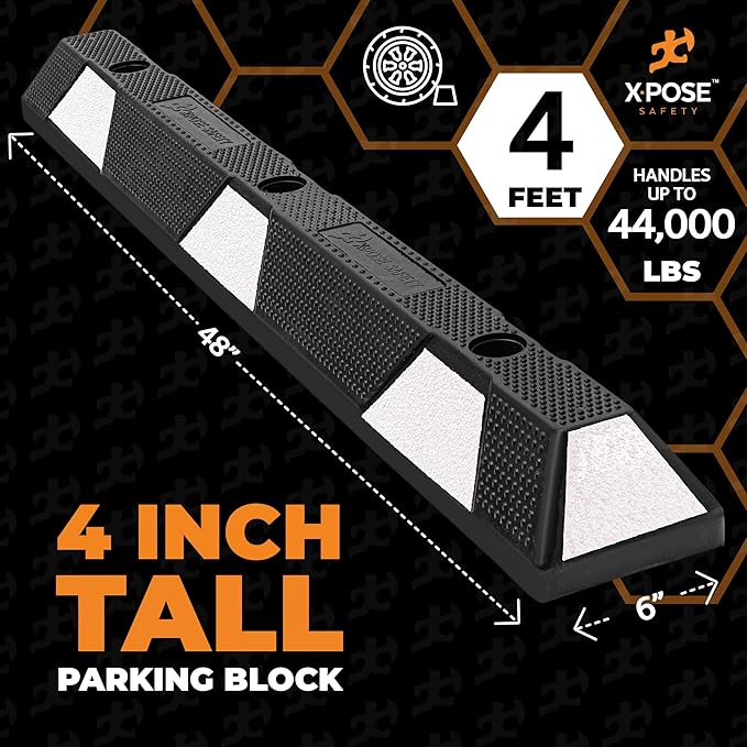 Xpose Safety 48" Heavy Duty Rubber Parking Stopper – 2 Pack Wheel Blocks - Image 3