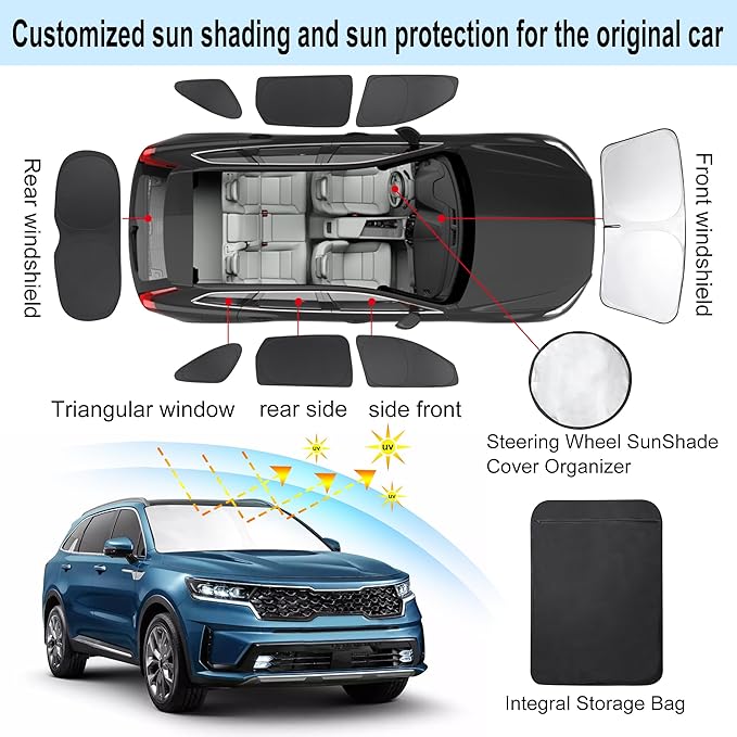 TINGLU Window Shades for Kia Sorento 2016 2017 2018 2019 2020 Accessories Car - Image 3