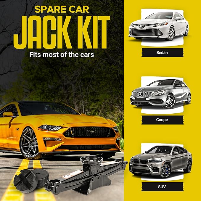 Car Jack Kit/ 2.5 Ton/5512 Pounds Universal Scissor Jack Kit - Image 2