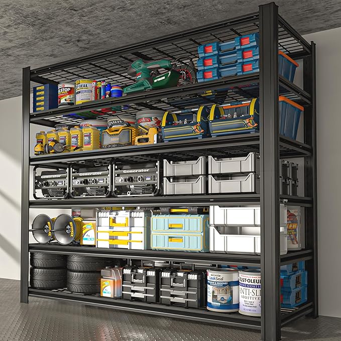 6 Tier Metal Shelving Unit, Adjustable Storage Shelves, Living Room - Image 2