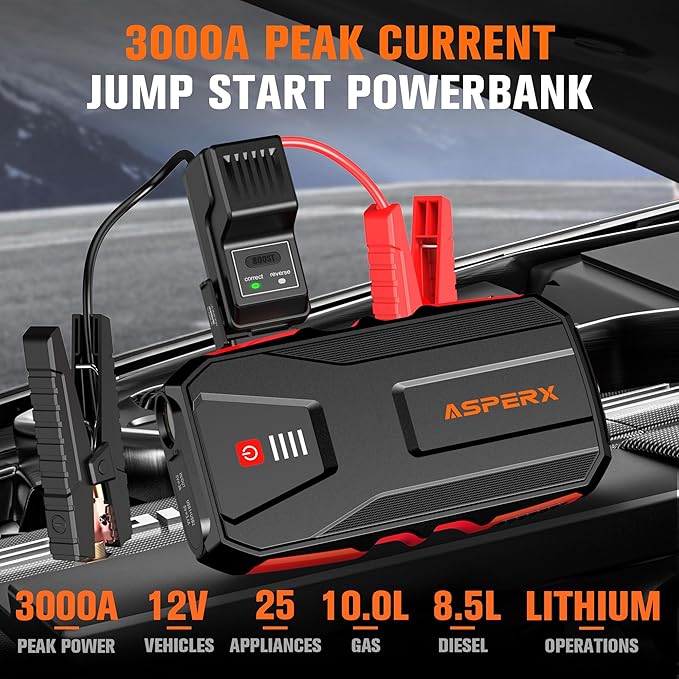 ASPERX 3000A Jump Starter for Car Battery, 12V Portable Jump Box - Image 3