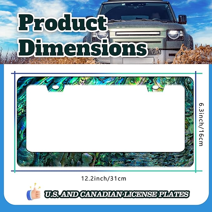 Faux Abalone License Plate Frame Funny Stainless Steel License Plate Holder - Image 3