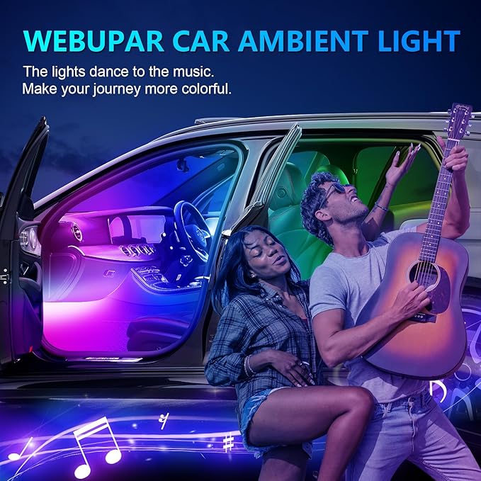 WEBUPAR Acrylic Interior Car Lights, Car Accessories 10 in 1 Car LED Strip - Image 6