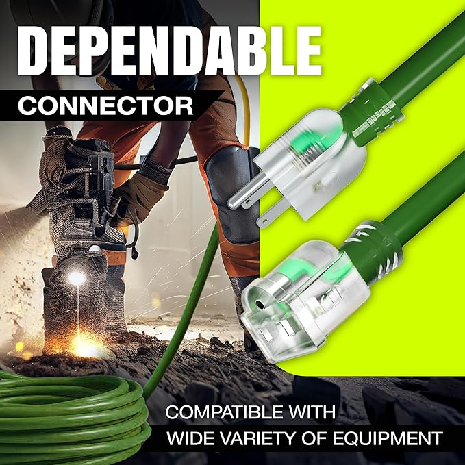 10ft Outdoor/Indoor Extension Cord 14/3 Gauge Heavy Duty 3 Prong SJTW, - Image 4