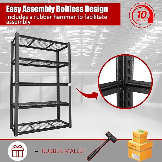 MUPATER 48" W x 20" D x 72" H Metal Storage Shelves, Garage Shelving Unit - Image 5