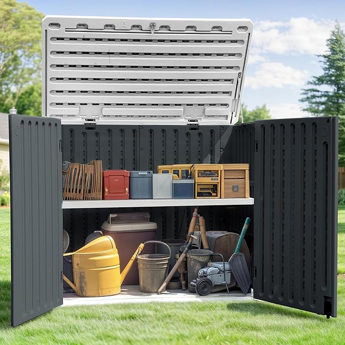 GOOBED Horizontal Shed with Padlock Latch, Outdoor Storage Shed - Image 3