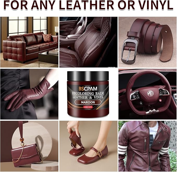 Maroon Leather Recoloring Balm, Leather Couch Scratch/Stain Remover, Leather - Image 2