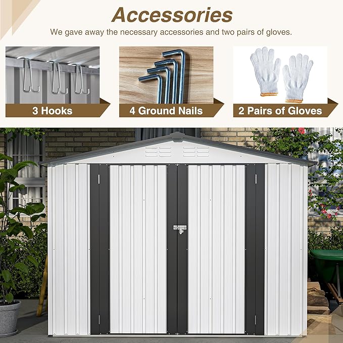 8x6 FT Outdoor Metal Storage Shed - Image 7