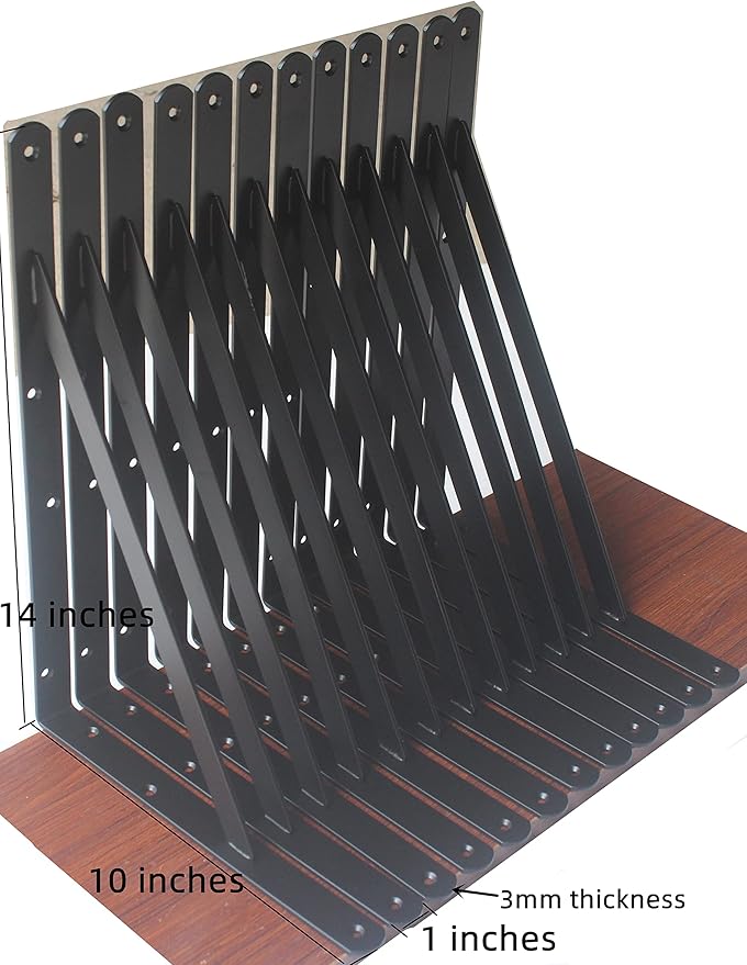 32 Pack L14 x H 10" Black Heavy Duty Shelf Brackets - Image 2
