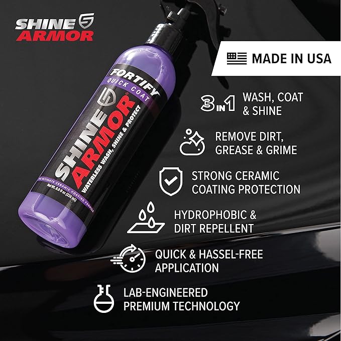 SHINE ARMOR Fortify Quick Coat – 3-in-1 Ceramic Coating Spray | Waterless Wash - Image 4